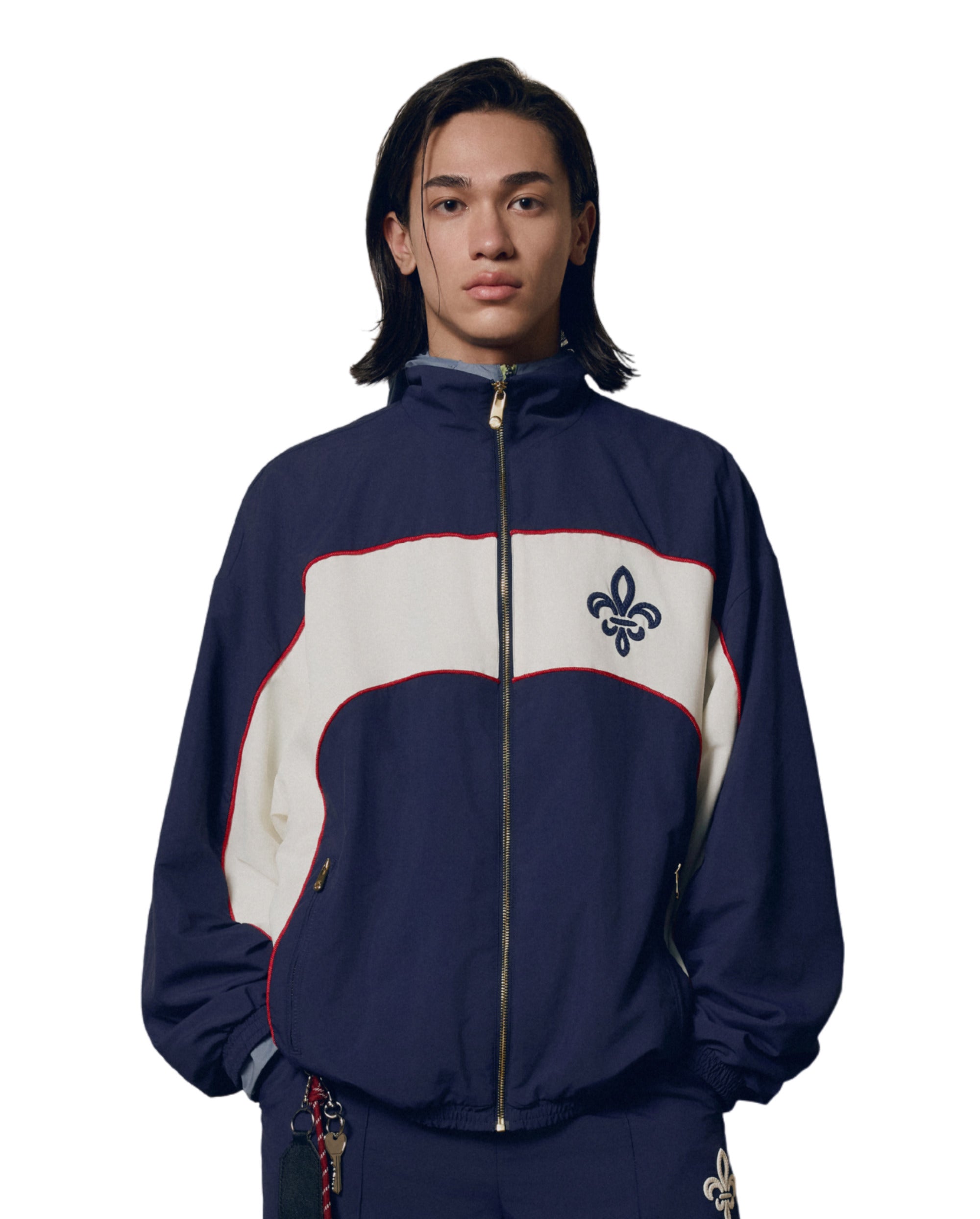 1011858-453 | MEN'S IRIS LOGO COLOR BLOCKS LOOSE FIT JACKET | MARITIME BLUE