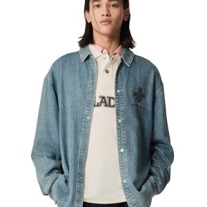 1011885-424 | MEN'S IRIS LOGO LOOSE FIT LONG SLEEVES SHIRT | BLUE SHADOW