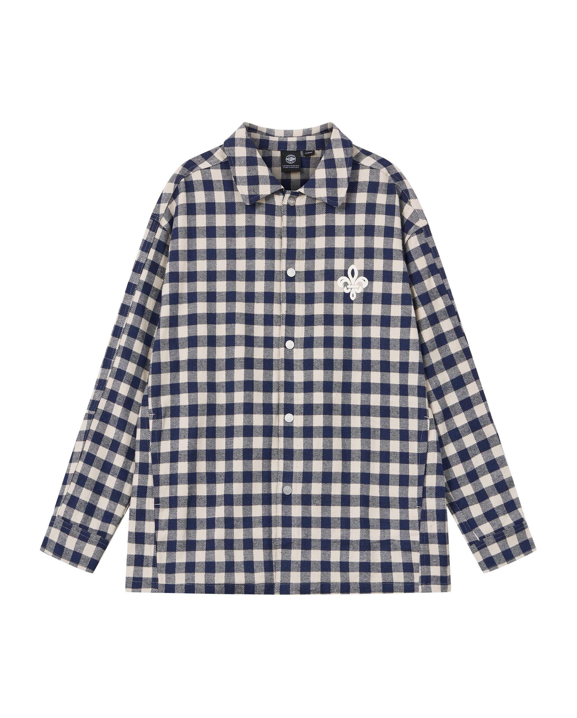 1011887-174 | MEN'S IRIS LOGO CHECKED LONG SLEEVES SHIRT | BU/WT - Image 4