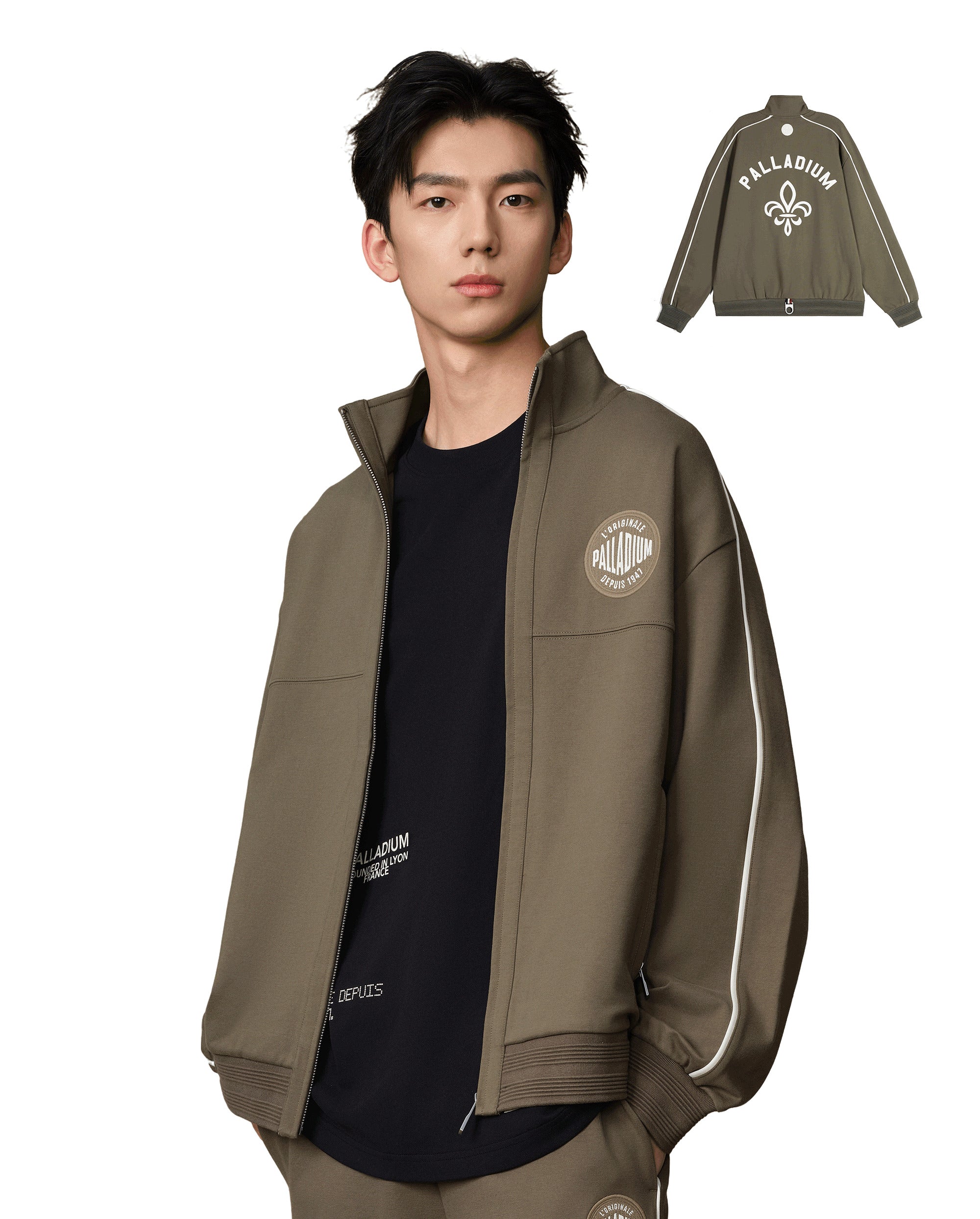 109658-367 | MEN'S PALLADIUM LOGO SIDE STRIPED JACKET | TEA LEAF