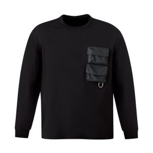 1711711-008 | UNISEX 3D POCKETS LONG SLEEVES T-SHIRT | BLACK