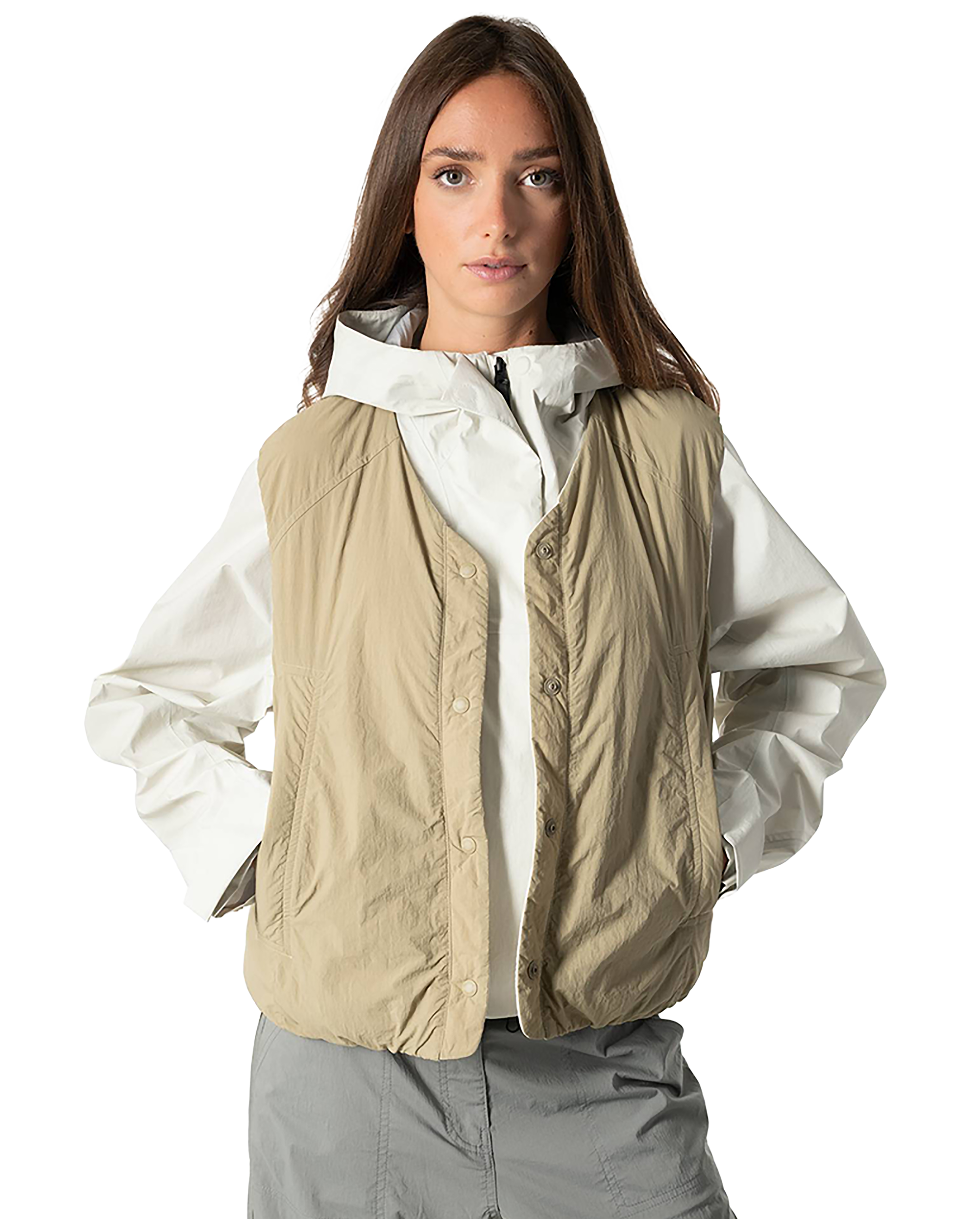 1911713-257 | WOMEN'S WATER REPELLENT REVERSIBLE PADDED VEST JAC | WARM SAND