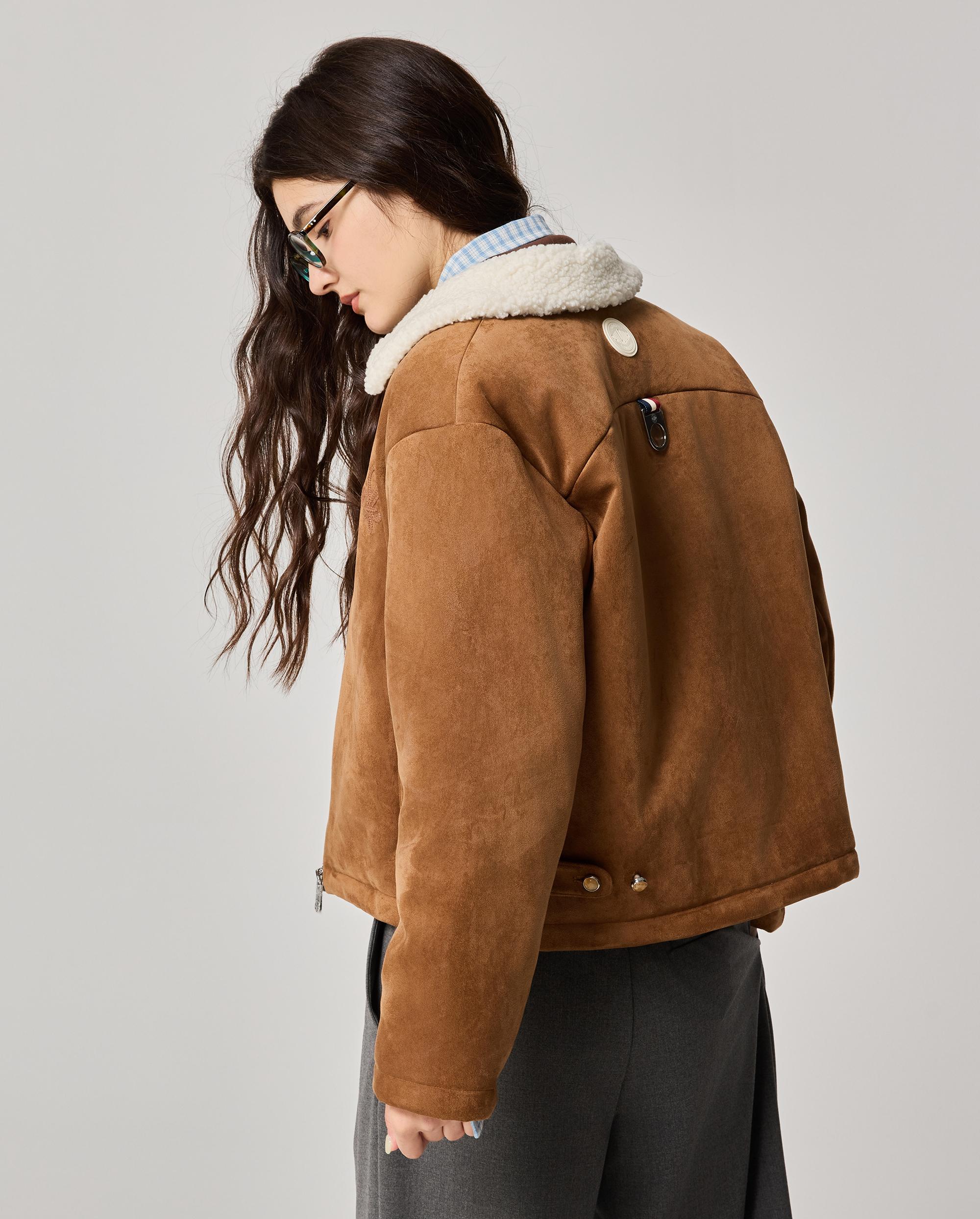 1911915-238 | WOMEN'S IRIS LOGO FAUX SUEDE FLEECE COLLAR JACKET | DACHSHUND - Image 2