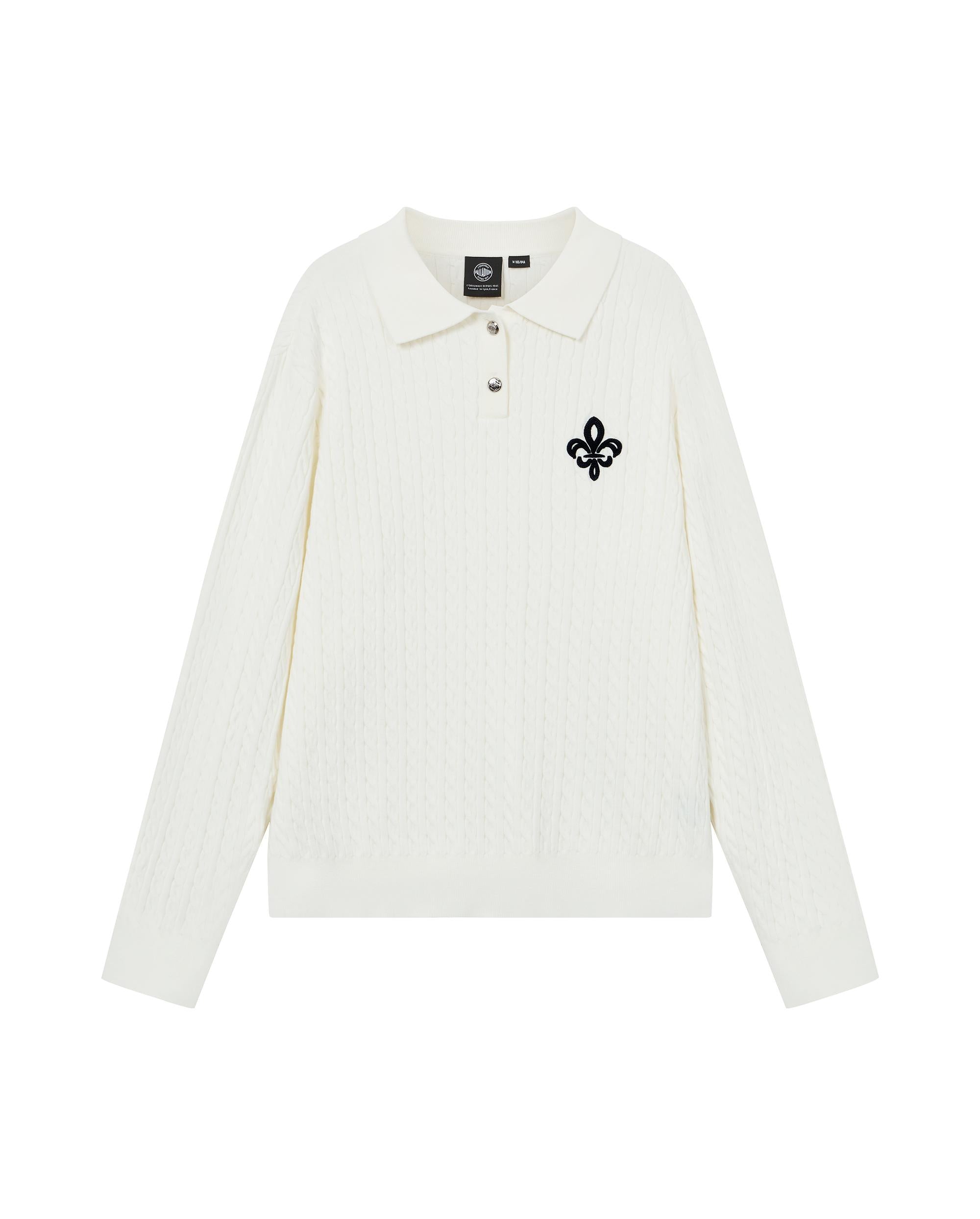 1911980-232 | WOMEN'S IRIS LOGO CABLE-KNIT POLO SWEATER | VANILLA ICE - Image 4