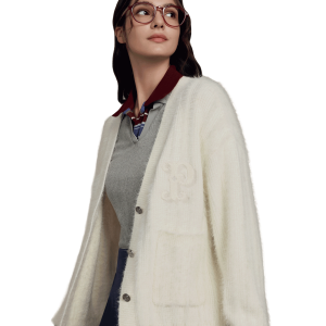 1911981-232 | WOMEN'S EMBROIDERED P LOGO V-NECK CARDIGAN | VANILLA ICE