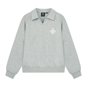1911994-081 | WOMEN'S EMBROIDERED IRIS LOGO POLO SWEATSHIRT | GREY