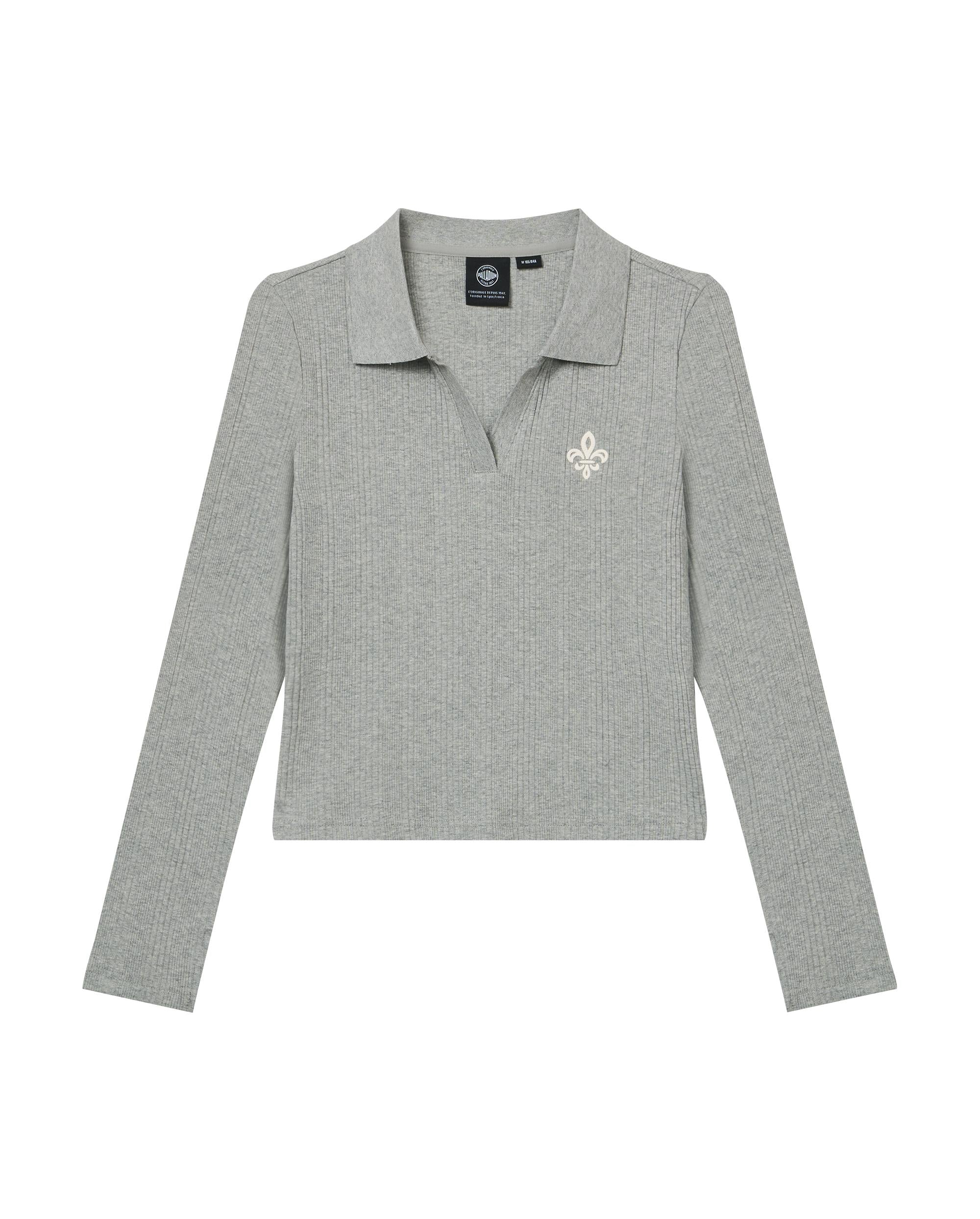 1912002-081 | WOMEN'S IRIS LOGO CROPPED LONG SLEEVES POLO TOP | GREY